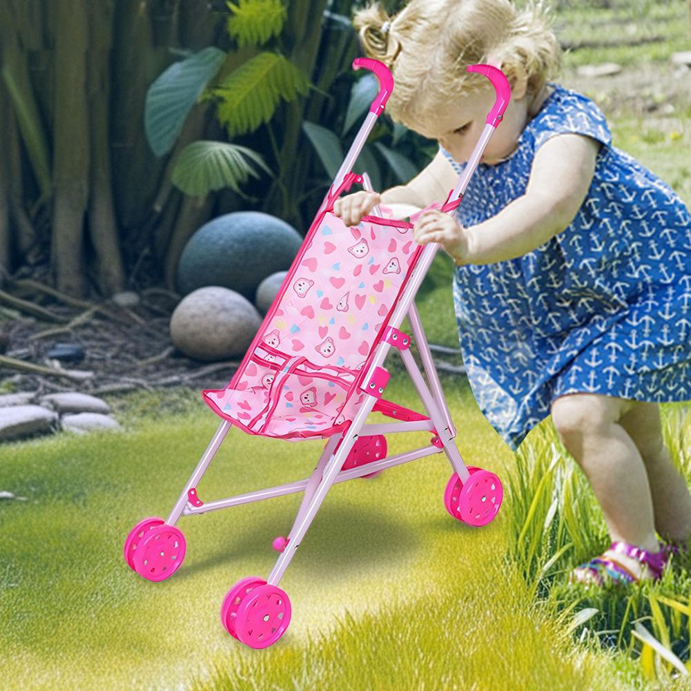 Розовая кукольная коляска для малышей, обучающая игрушка, многофункциональная, устойчивая, для маленьких детей, безопасные куклы, аксессуары A5T6