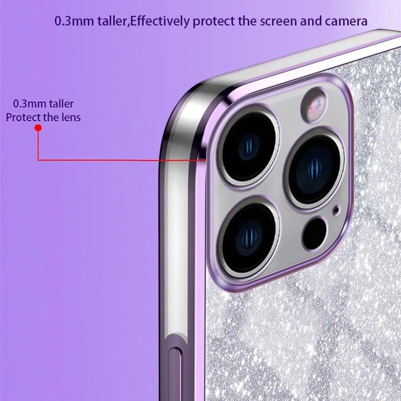 Модный градиентный чехол с блестящим покрытием для iPhone 15 Pro Max 14 Plus 13 12 Mini 11 X XR Xs 7 8 SE 2022, силиконовый чехол с блестящей задней крышкой