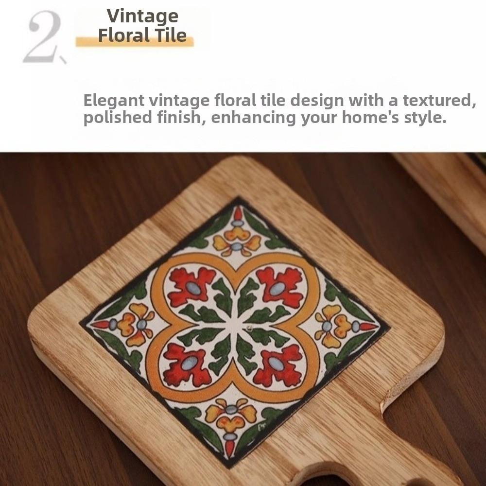 Retro Wood Coaster Heat Resistant Wooden Placemat Pots and Pans Table Protector Dining Table