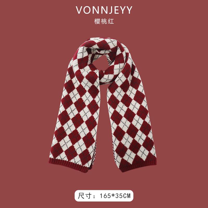 New Christmas Cherry Red Warm Scarf White Autumn and Winter with New Red Scarf Soft Waxy Quality Shawl