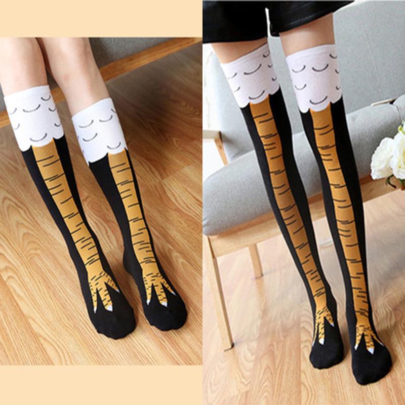Забавные носки с куриными лапами: Новинка Тонкие чулки на Хэллоуин для женщин и мужчин - Дизайн ноги страуса и курицы