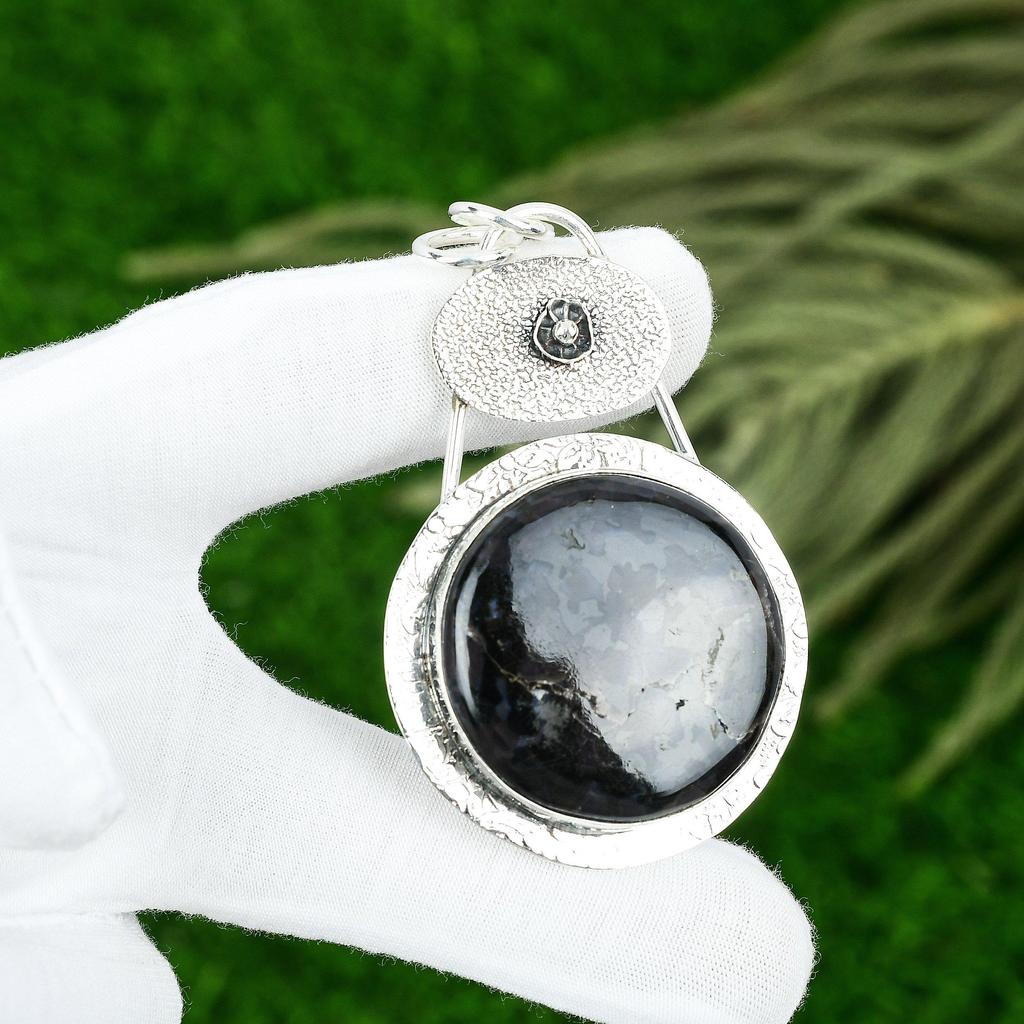 Подарок на день рождения для нее Подвеска из натурального мистического мерлинита из драгоценного камня 925 серебро