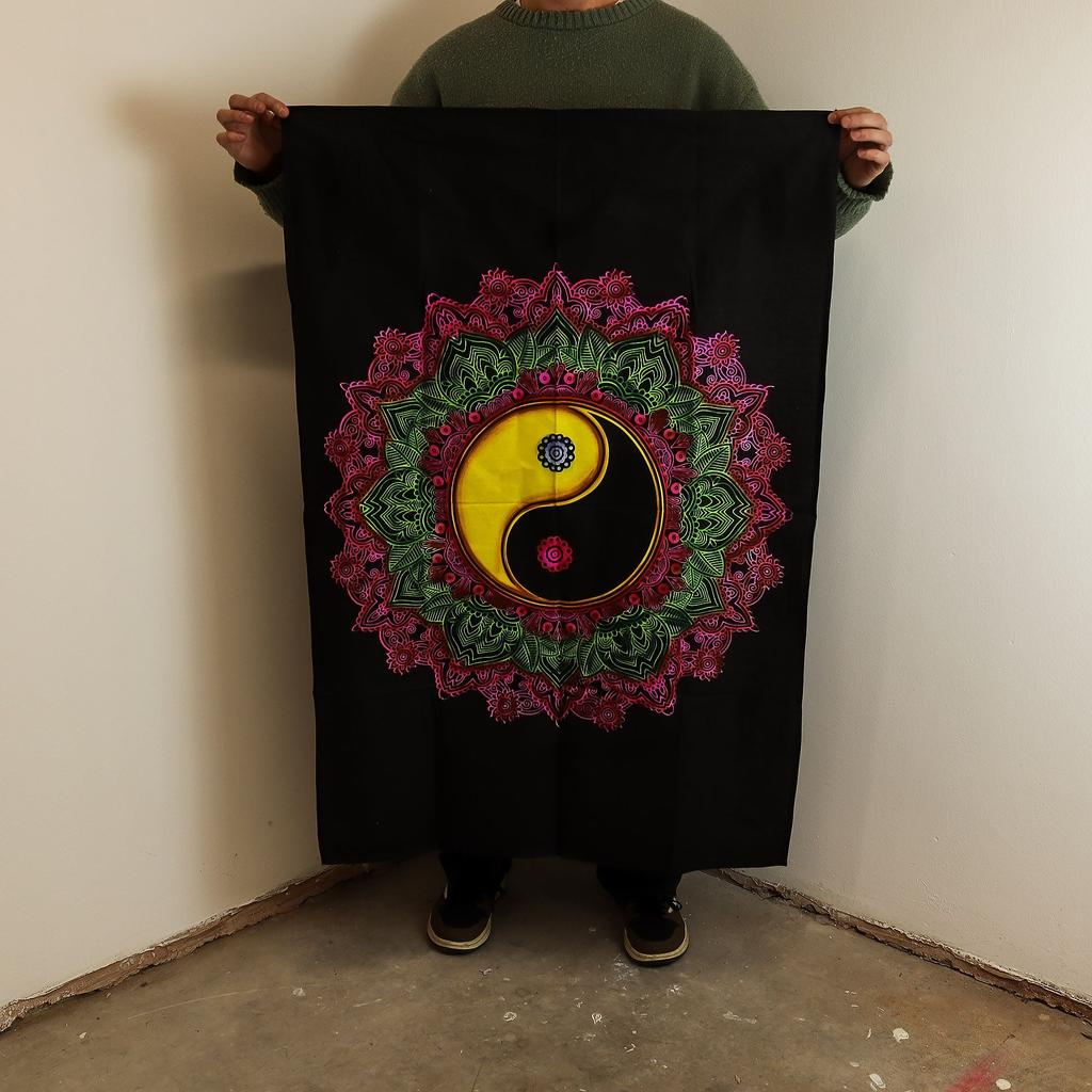 2x Cotton Wall Art (70x110cm) – Ying & Yang Mandala