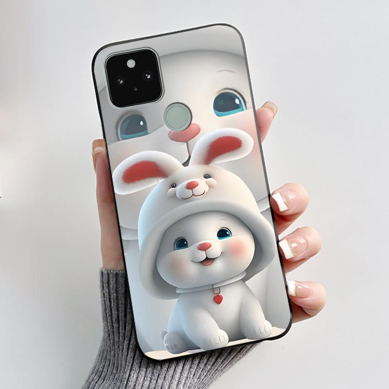 Phone Case For Google Pixel 5 Soft Silicone Black Case Elegant Style Beautiful Pattern Snow Mountain, Hidden Garden Casing
