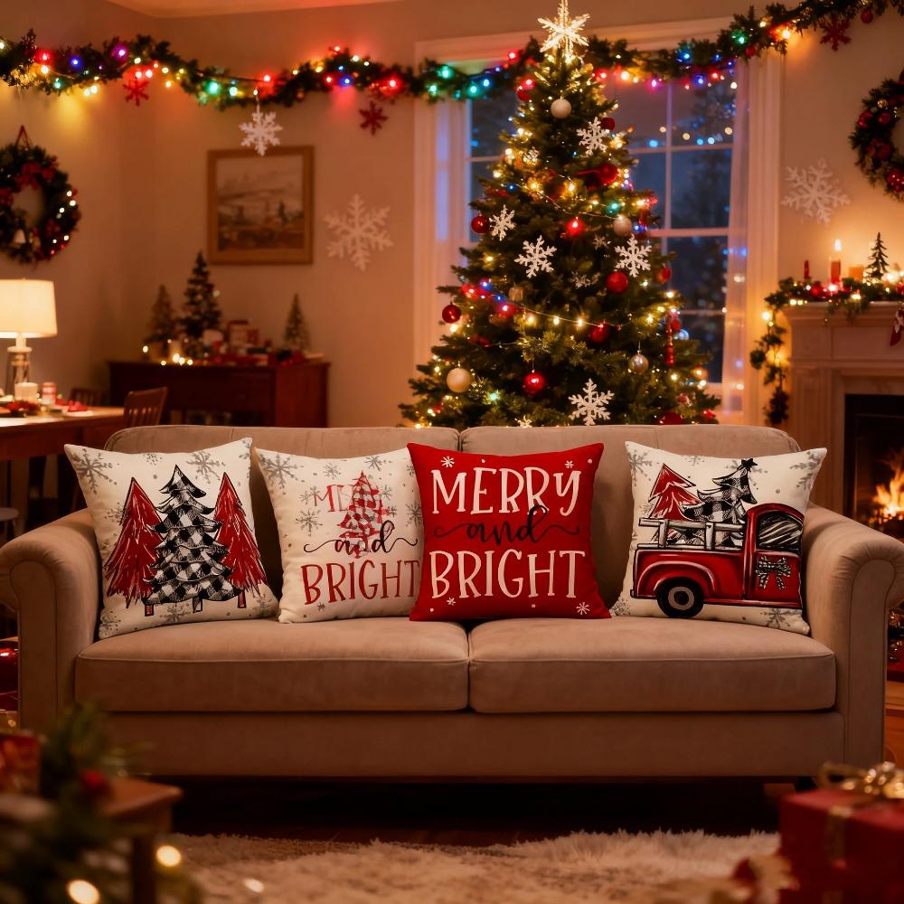 Рождественские наволочки 45x45см Наволочки Navidad Xmas Накидки на декоративные подушки для дома дивана Рождественские украшения