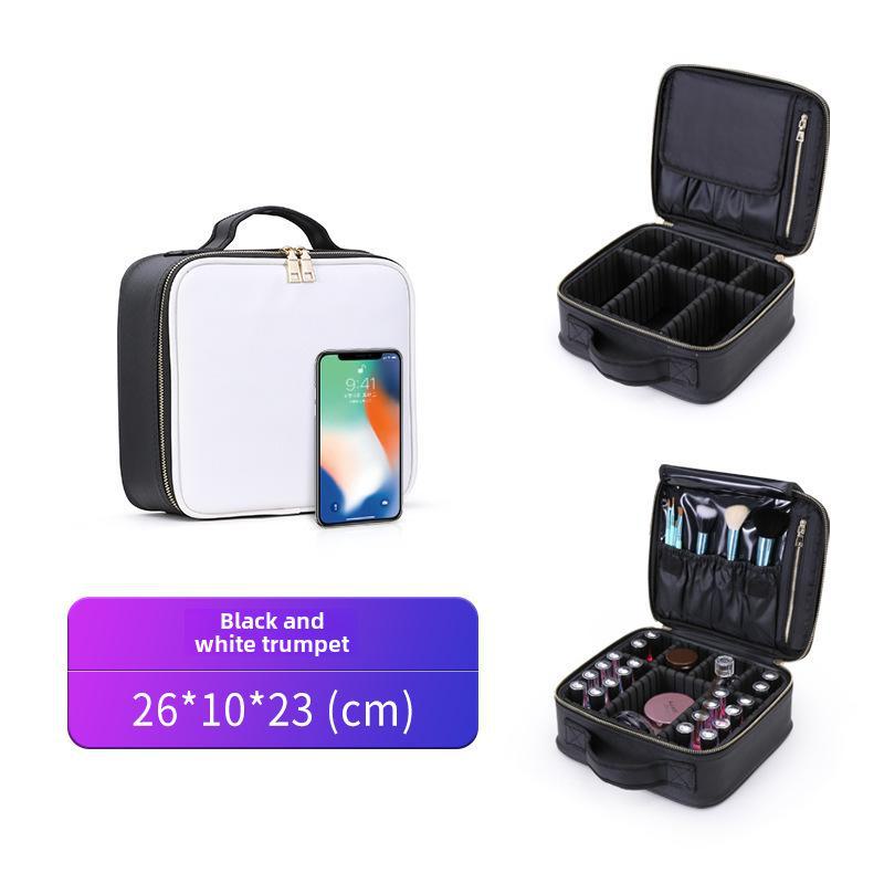 Professional Portable Waterproof Cosmetic Bag with Multi-functional Storage and Partition for Makeup and Eyelash Tools