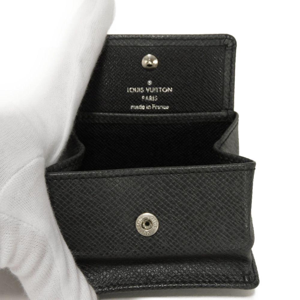 Б/у 12564 Кошелек-коробочка M30382 7943 Логотип LV с тиснением угольно-серый черный карман для монет Taiga Ardoise Мужской от