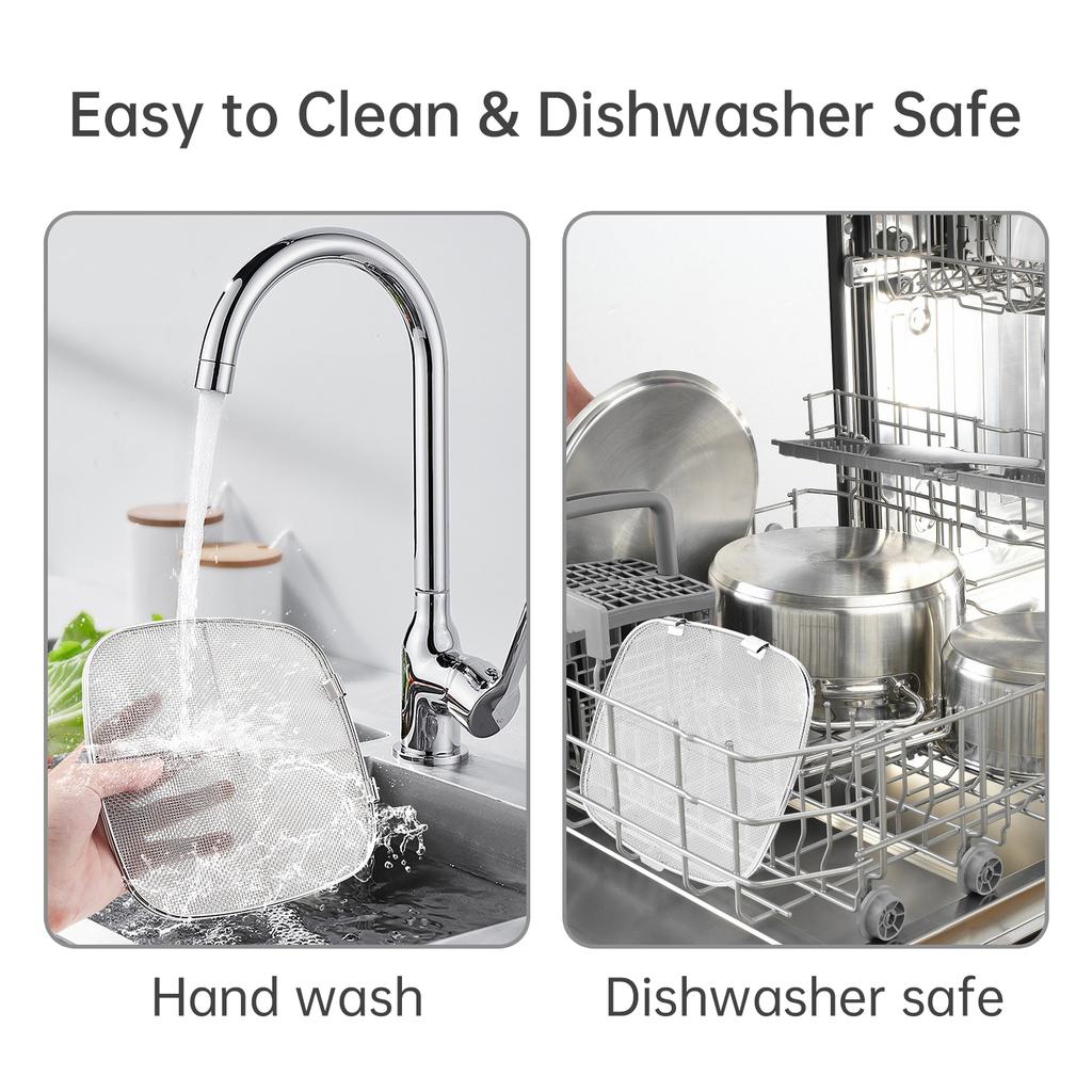 Stainless Steel Removable Splatter Shield 5 In1 Fine Mesh Screen AG301 Accessory Heavy Duty Dishwasher Safe