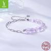 Purple Crystal Asymmetric Bracelet Romantic And Elegant S925 Sterling Silver Niche Bracelet Cross-Border