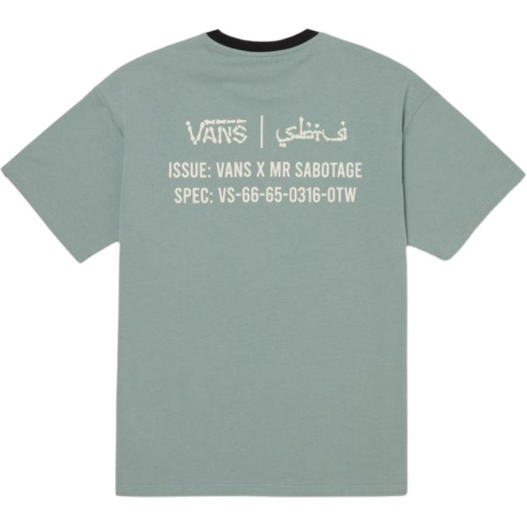 Vans X Mark Sbtg Collaboration Letter Print Color Block Хлопковая удобная футболка с коротким рукавом Мужские топы Зеленые VN000JHFCJL1