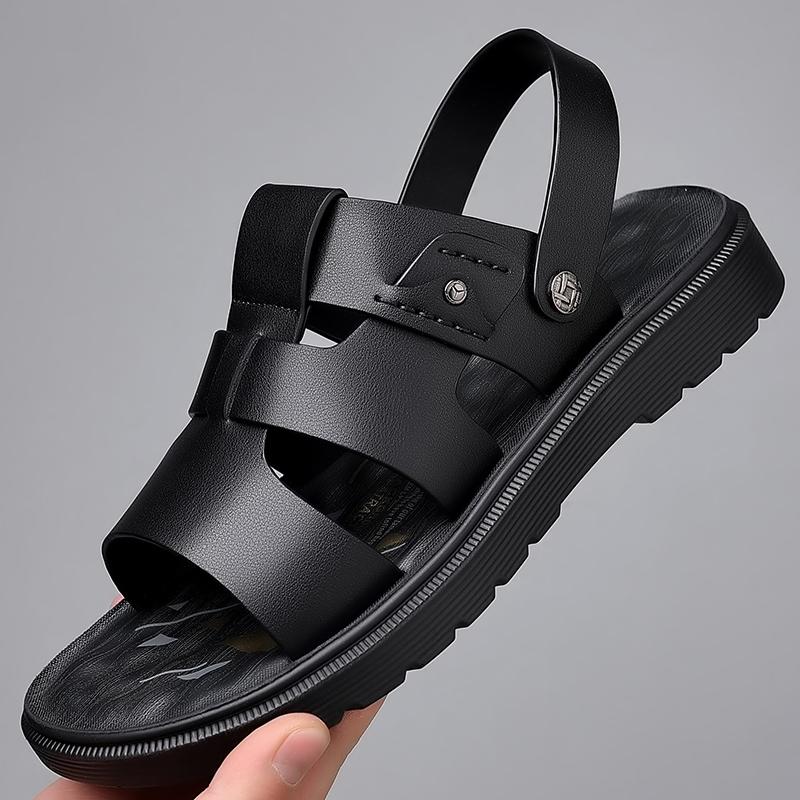 Летние мягкие сандалии мужские кожаные классические римские сандалии тапочки уличные кроссовки пляжные резиновые шлепанцы мужские водные походные сандалии