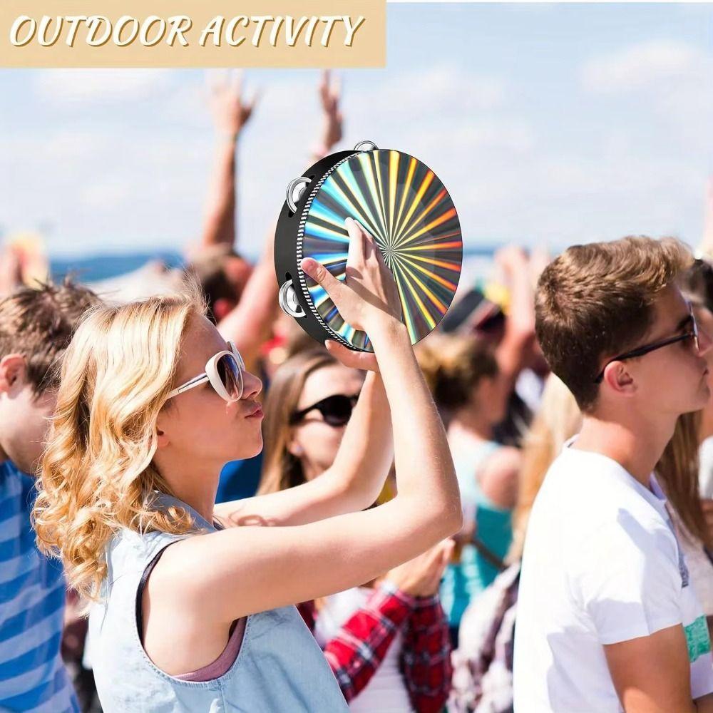 6/8/10 Inch Hand Drum Single/Double Row Tambourine Handbell  Musical Percussion Instrument