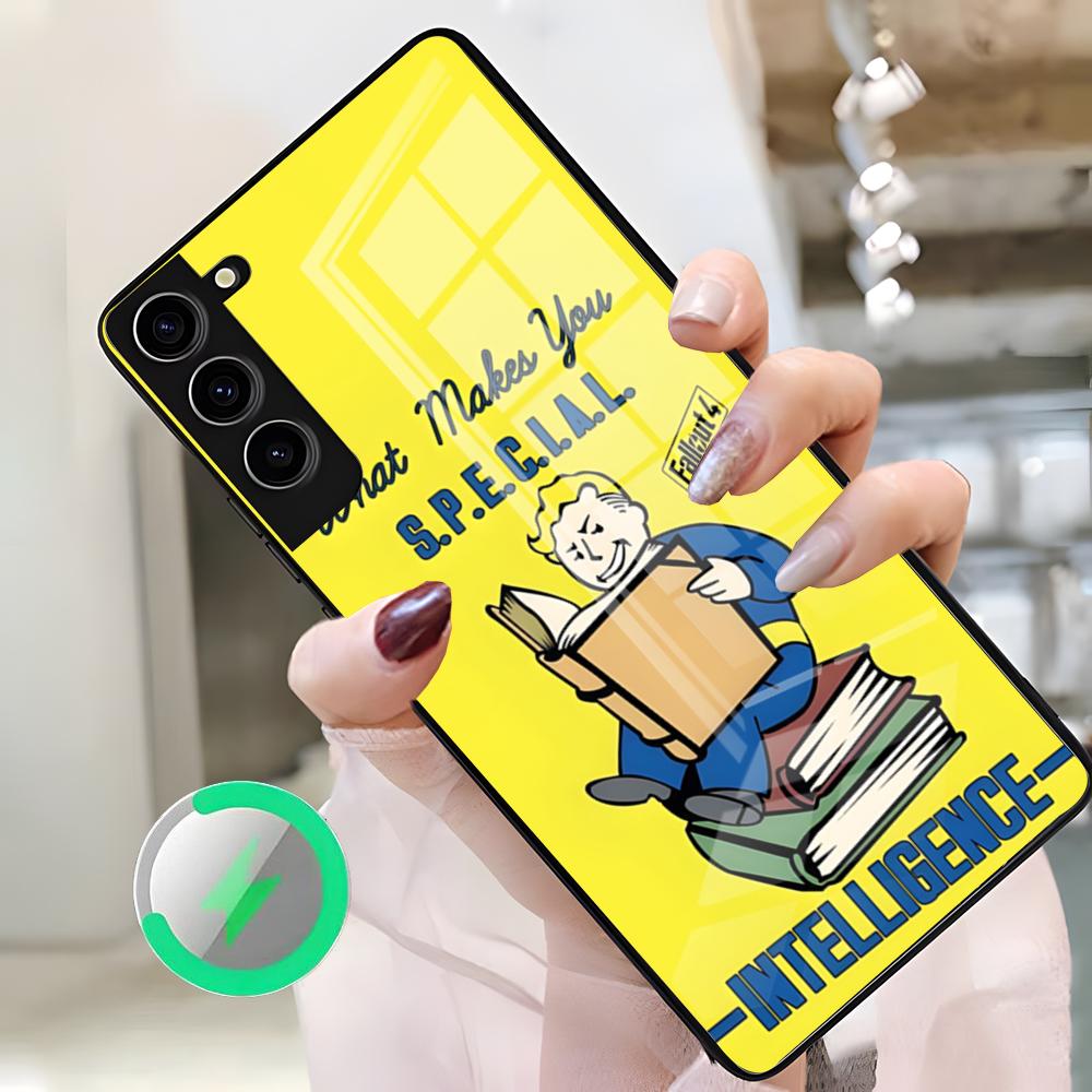 Чехол для телефона F-Fallouts Vault для Samsung S26 Ultra S25 Edge S23 S22 S21 S20 Ultra Plus S24 Fe A25 Магнитная стеклянная крышка