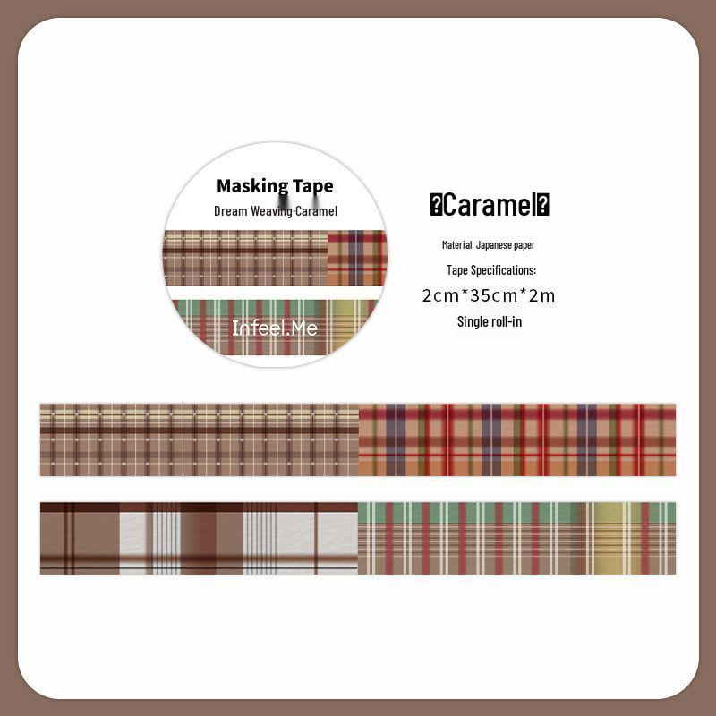 Infeel.Me Dream Weaving Washi Tape Set: 20mm Retro Grid, 6 Designs for Scrapbooking