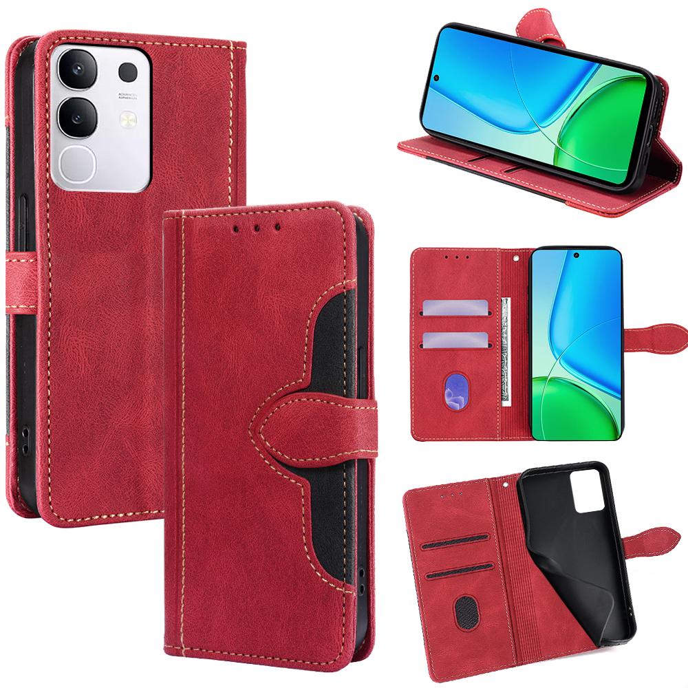 For Vivo Y29 4G Case Leather Wallet Phone Cover with Straw Hat Magnetic Clasp