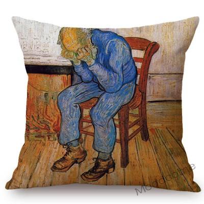 Dutch Impressionism Oil Painting Van Gogh Self- Portrait Postman Famous Gallery Art Sofa Pillow Case Cotton Linen Cushion Cover