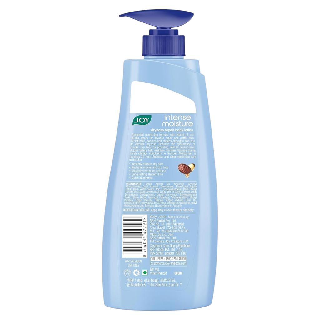 JOY Intense Moisture Body Lotion 600ml Pack of 1 | Shea Butter, Jojoba & Vitamin E for Soft, Nourished Skin