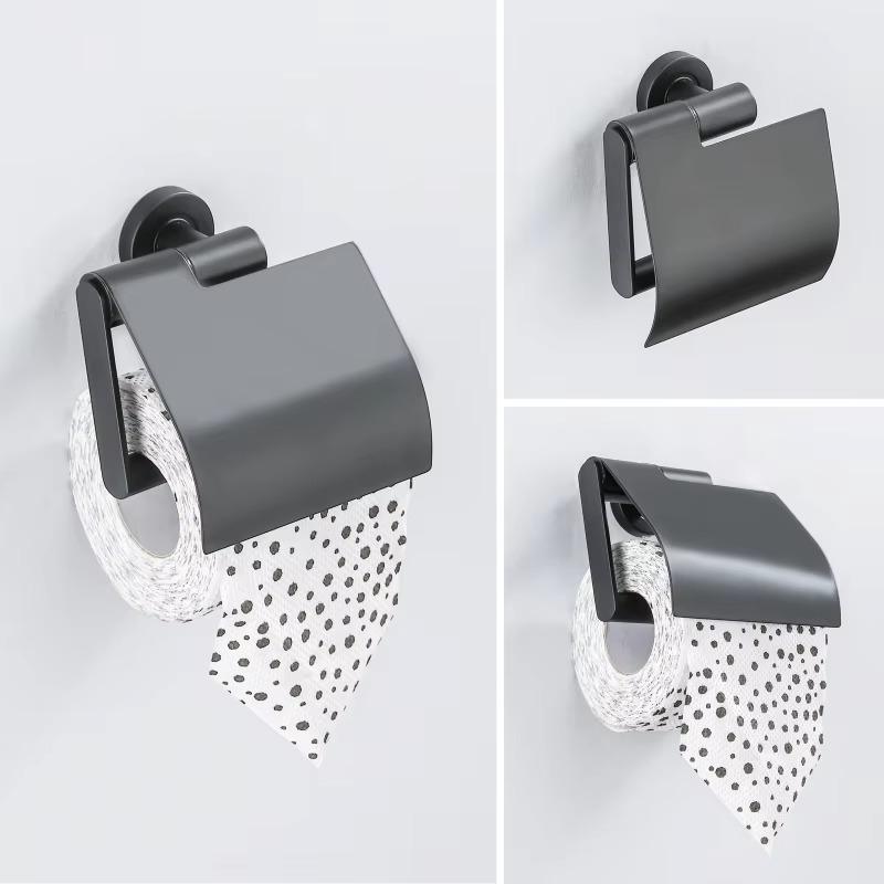 Black Toilet Paper Holder with Cover WC Wall Shelf Tissue Box Storager Kitchen Roll Organizer Luxury Brass Bathroom Accessories