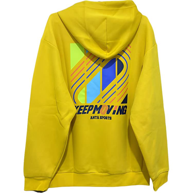 Anta Life Series Толстовка с капюшоном с геометрическим узором и буквенным принтом Мужские топы Желтый 152318704-3