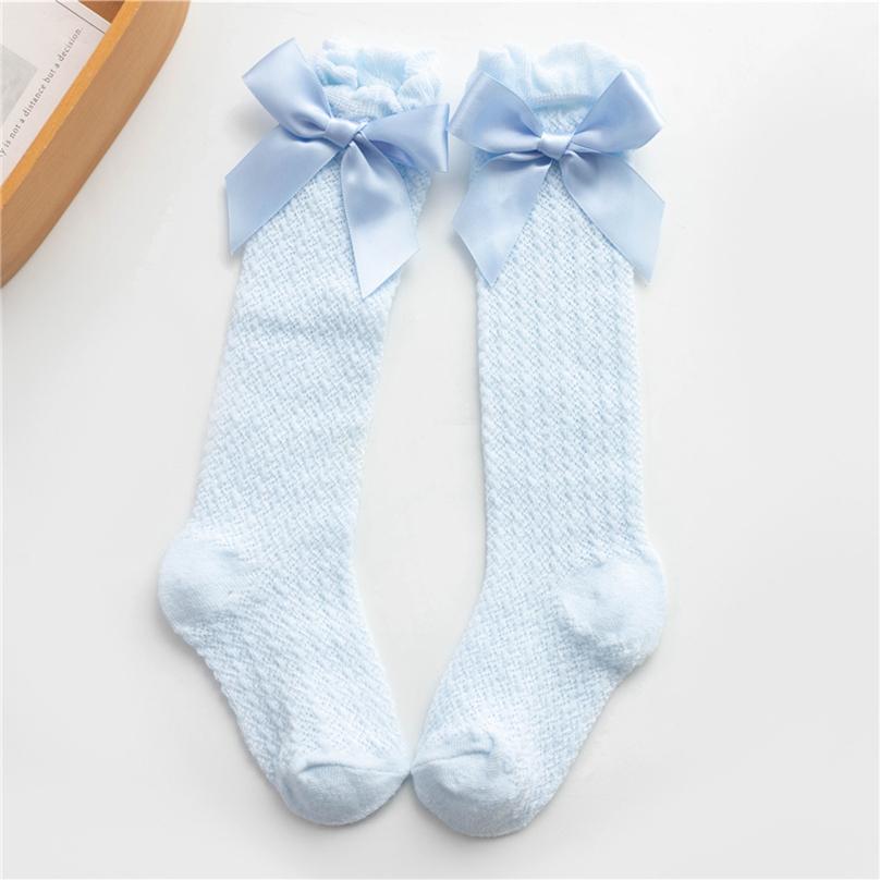 Breathable for Toddlers Girl's Knee High Socks Soft with Bowknot Comfy Princess Ruffle Cotton Solid Color Socks
