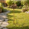 Powder Coated Garden Stake Vintage Rusty Cornflower Ground Stake, 24 Inch Metal Artistic Wire Art Outdoor Flower Decor, Rustic Sculptures for