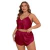 Плюс Размер Женский Новый Ice Silk V-образный вырез Хальтер Шорты Пижамный комплект
