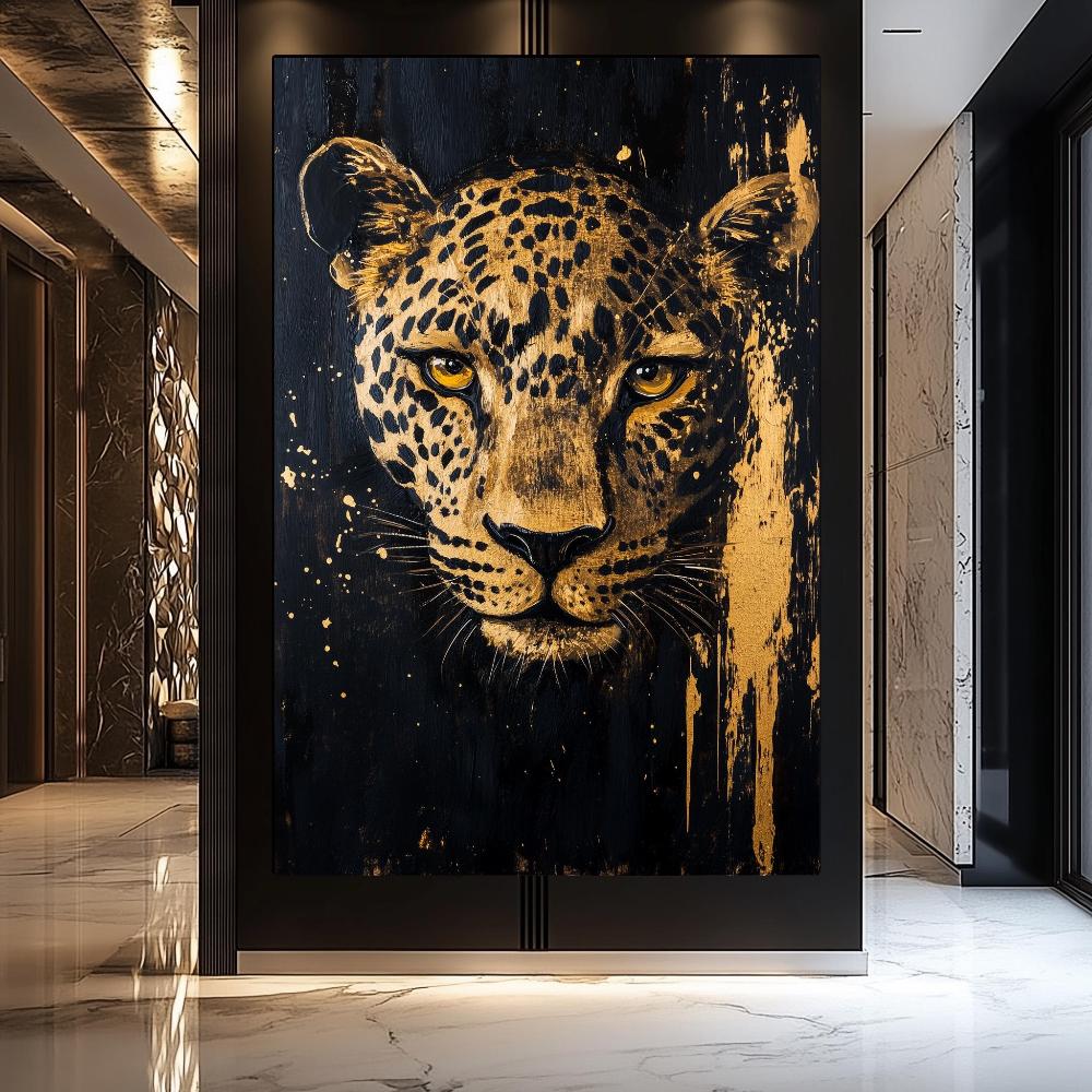 Fox Elephant Eagle Canvas Painting Black Gold Animal Print Poster Luxury Wild Animal Decoration Abstract Modern Gold Home Decor