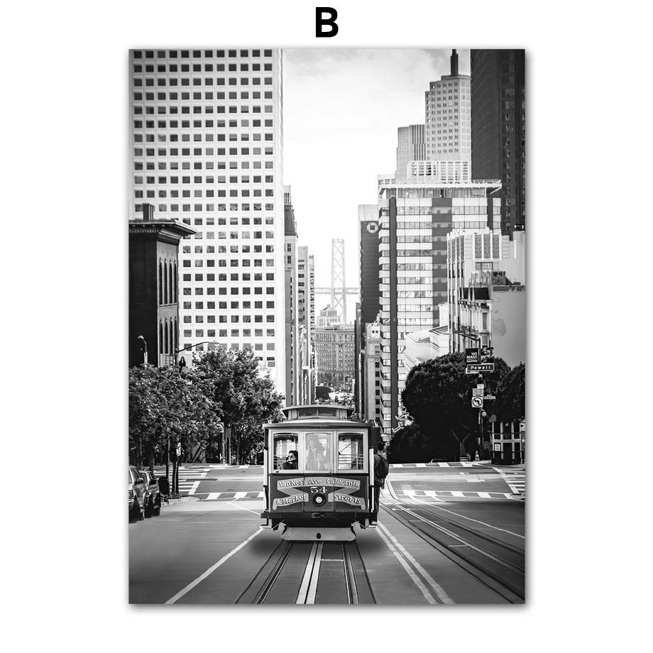 Современный лондонский городской пейзаж, холст, черно-белый постер, Биг Бен, автобус, одуванчики, картины, декор для дома, комнаты