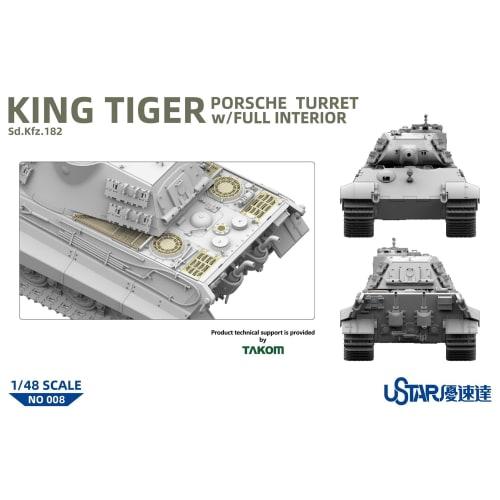 Takom Yuster 1/48 German King Tiger Porsche Turret Full Interior Plastic Model Kit TKOUSNO-008
