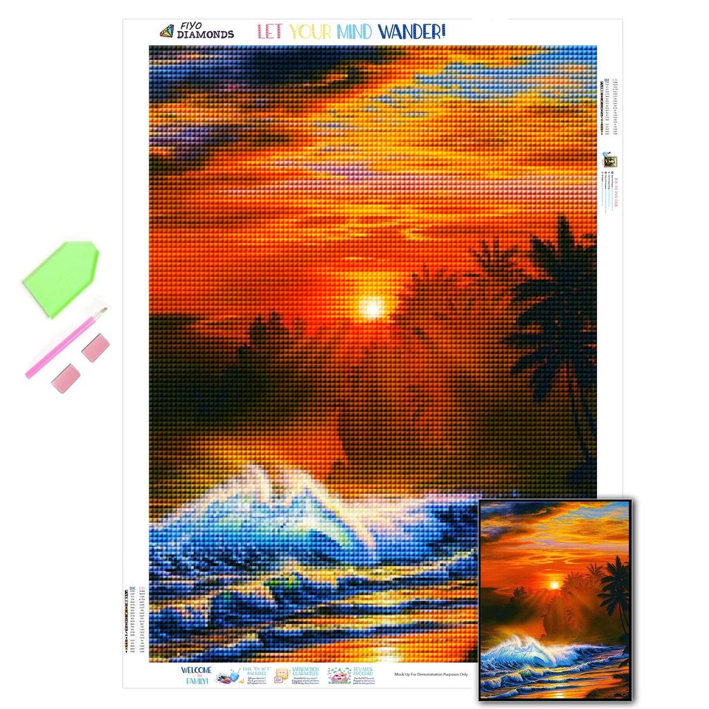 Алмазная картина, полная круглая, квадратная, круглая дрель, закат, цунами, сделай сам, алмазная вышивка, вышивка крестом, морской пейзаж, мозаика, подарок ручной работы, домашний декор