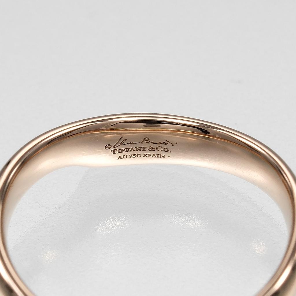 TIFFANY&Co. open heart band Ring K18 Pink Gold/diamond #4.1(US Size) 2.83g Women Used