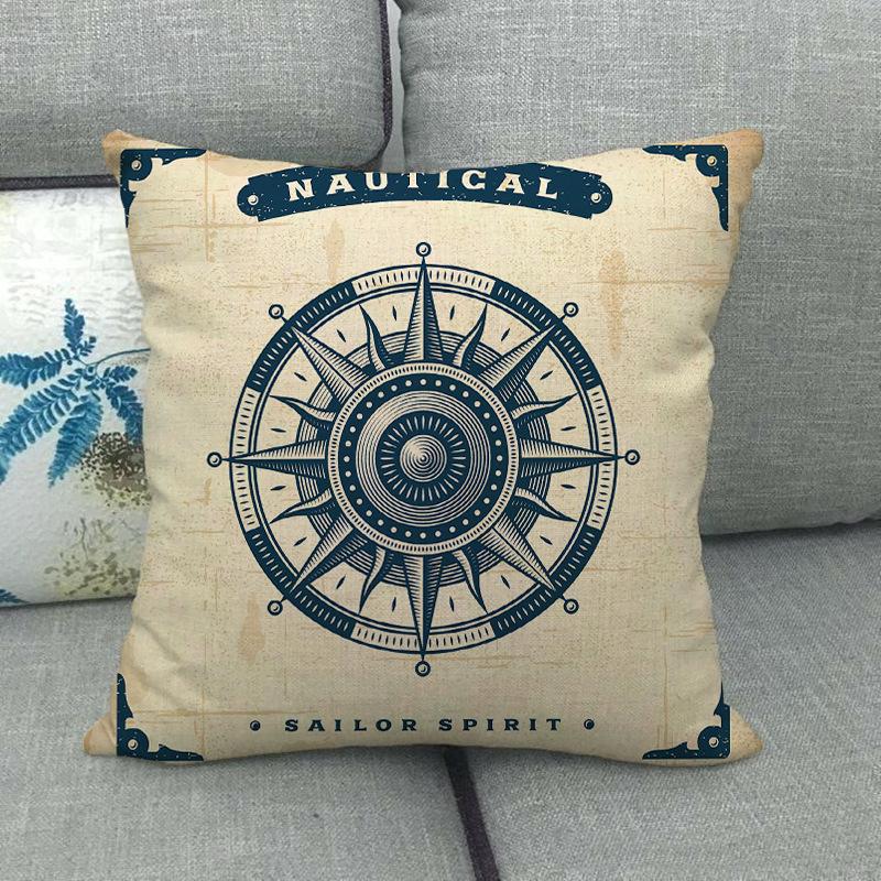 Nautical Elements: Rudder And Compass Digital Printing Short Plush Pillow Covers For Car Sofa Office Cushion Cover Home Goods
