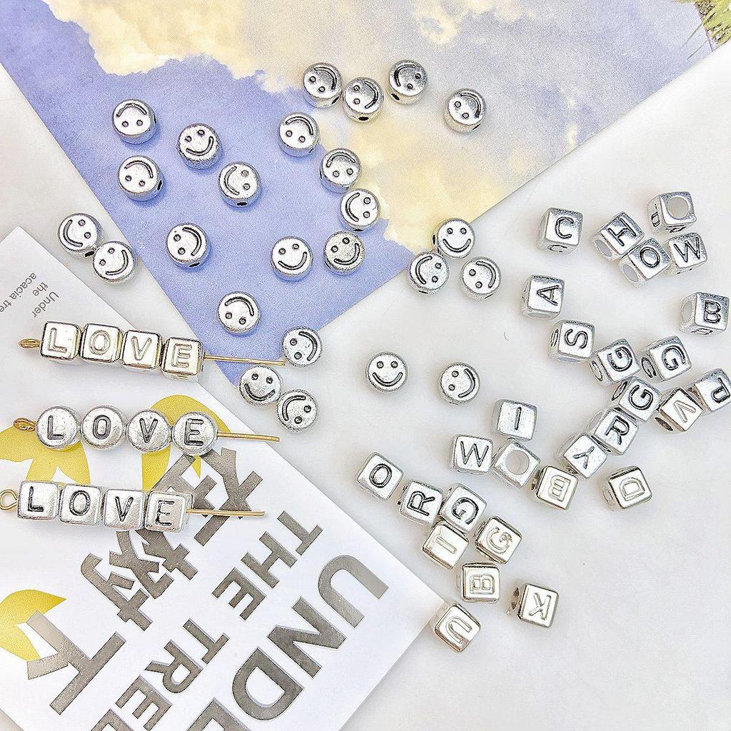 10g Black Outline Smiley Face Square Letter Beads for DIY Handmade Beading
