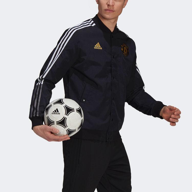 Adidas MUFC Jackets Men's Black Baseball Collar Moderate Pilot GU6960