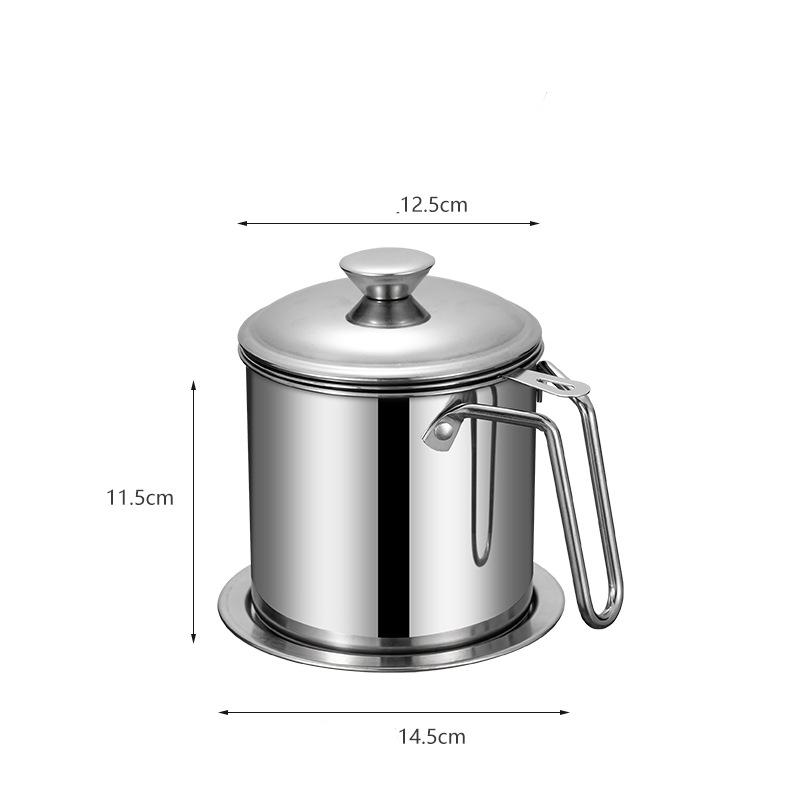 1.3L Kitchen Stainless Steel Oil Filter Pot with Tray High Capacity Lard Tank Residue Strainer Grease Separator Cooking Utensils