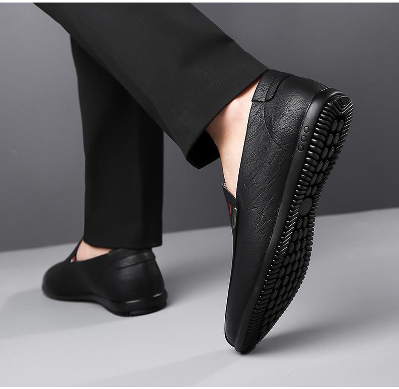 Мужские повседневные кожаные туфли из дышащей кожи - мягкие, нескользящие туфли для вождения