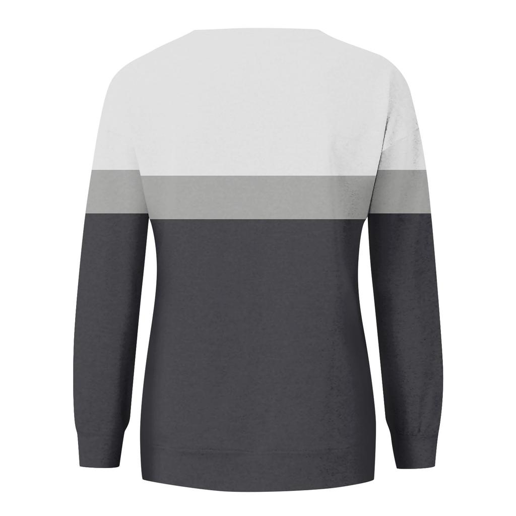 Женская модная повседневная блузка с длинным рукавом и круглым вырезом, цветной пуловер, топ, блузка