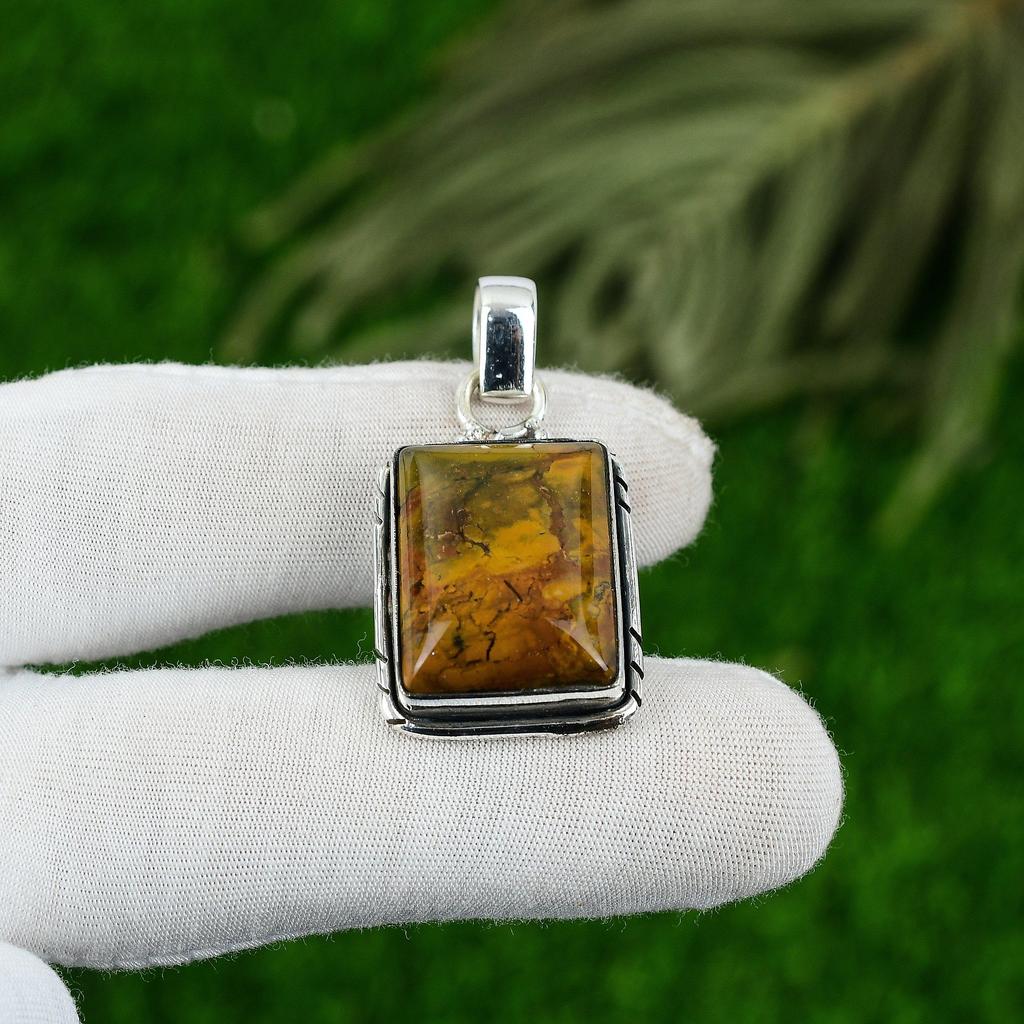 Rectangle Mookaite Stone Sterling Silver Bezel Handcrafted Wedding New Pendant