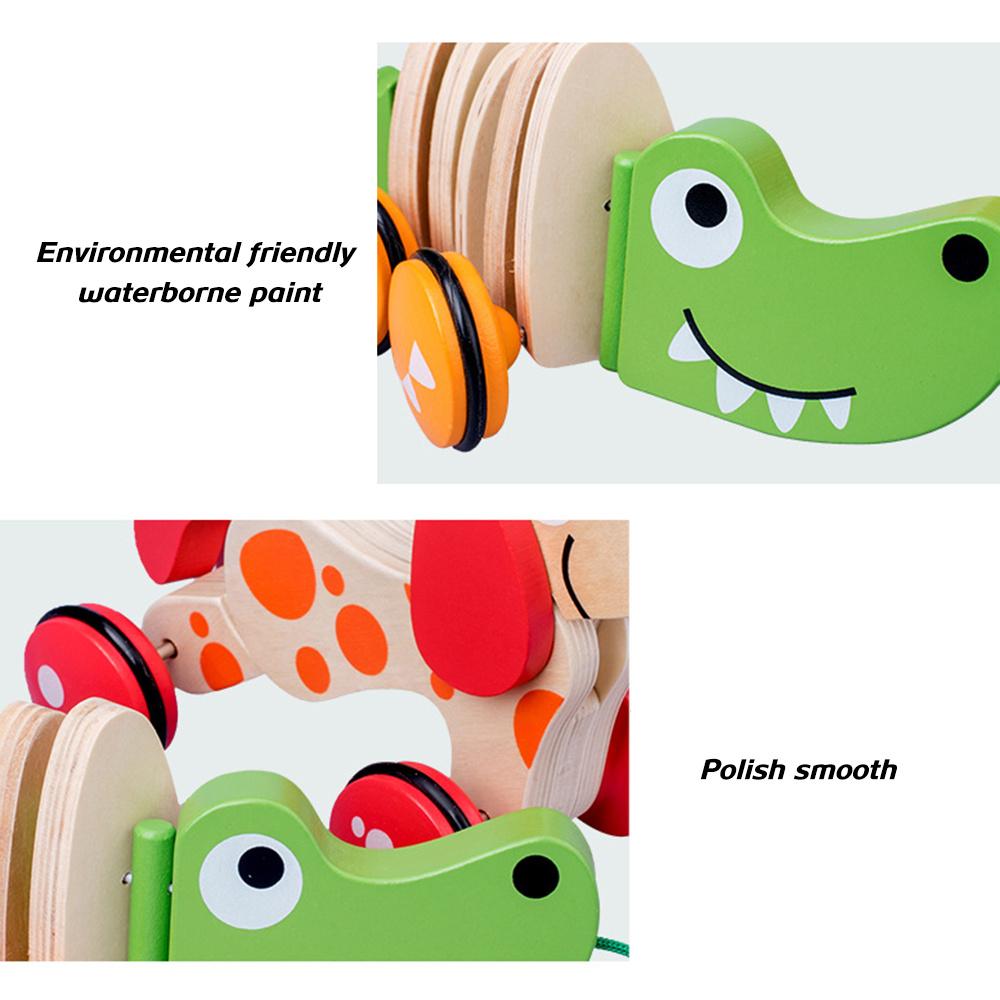 Cartoon Tractors Animals Toy Wooden Pull Toy Kids Intelligence Educational Toys Swinging Little Crocodile Selected Wood