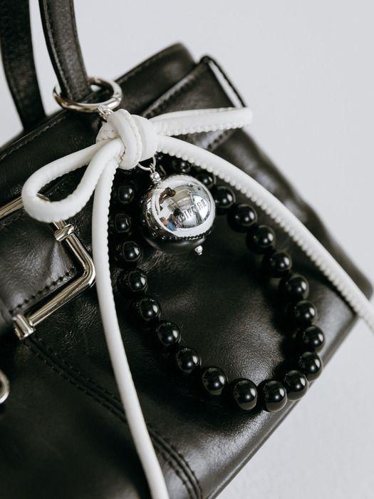 MOIFAIRE RIBBON BEAD KEYRING / WHITE