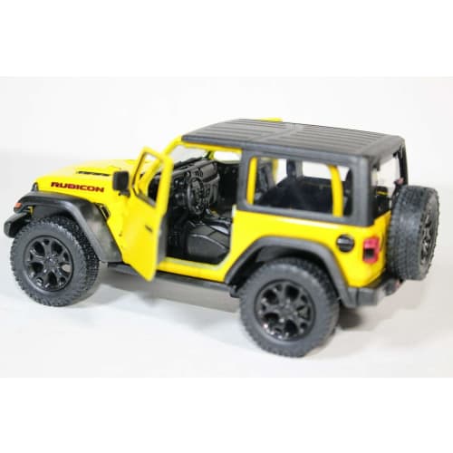 KiNSMART - Jeep Wrangler Rubicon Off-Road 4x4 5-Inch 1:34 Scale Diecast Model Replica Toy Car (Yellow Hardtop)