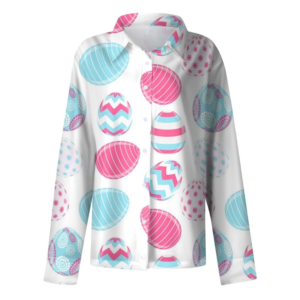 Women's Shirt Blouse Print Button Long Sleeve Casual Basic Shirt Collar Regular Top