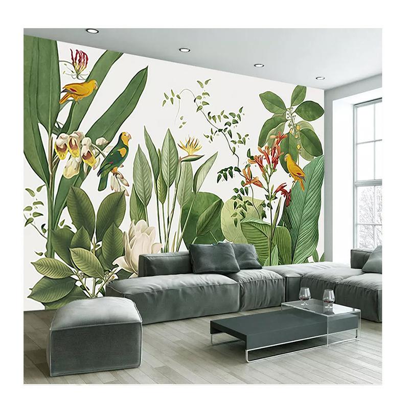 3D Ретро Тропический Лес Обои Попугай Пальма Фото Обои Фреска Гостиная Спальня Украшение Дома