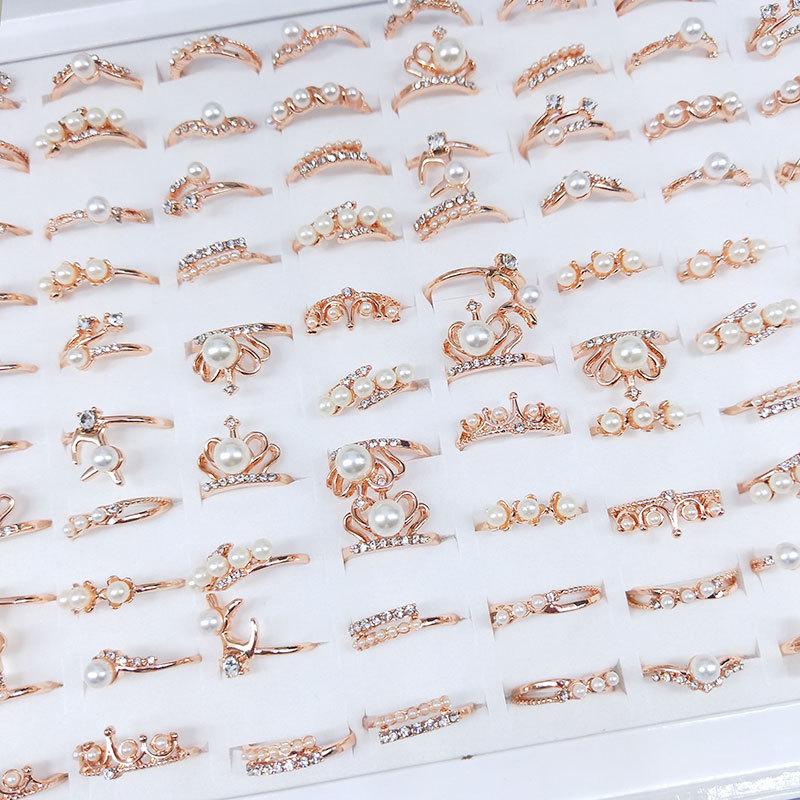 12Pcs Women Rings Crystal Wedding Jewelry Alloy Rings