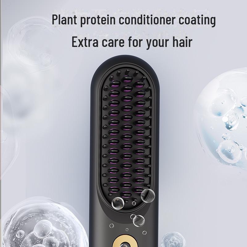 Беспроводной керамический выпрямитель для волос с расческой — портативная зарядка через USB, подогрев для выпрямления и создания кудрей.