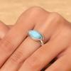 Дизайнерское кольцо ручной работы из натурального драгоценного камня Ларимар, богемное кольцо, женское кольцо, подарок на годовщину, серебряные ювелирные украшения