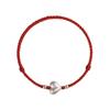 Sterling Silver 999 Peach Heart Bracelet with Red Woven Rope and Acacia Beans - Women's Niche Gift Couples Jewelry