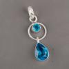 Swiss Blue Topaz Gemstone 925Sterling Silver Handcrafted Pendant Engagement Gift PP-10-6