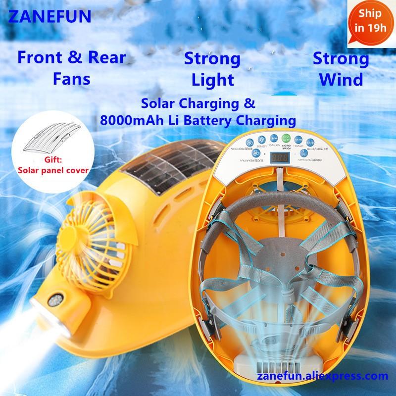 Защитная каска с 2 вентиляторами, светодиодным фонарем, аккумуляторной батареей 10000 мАч, Bluetooth, вентилируемая, из АБС-пластика, каска для работы на открытом воздухе