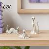 Ghost Skirt Cat Sculpture 3D Printed Statues, Halloween Haunted Kitten Figurines with Hollow Eyes Durable Statue & Flowing Drapes, Matte White Spooky